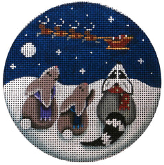 Rebecca Wood Designs Bye Bye Reindeer Needlepoint Canvas