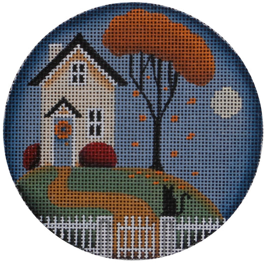 Rebecca Wood Designs Fall Cottage Ornament Needlepoint Canvas