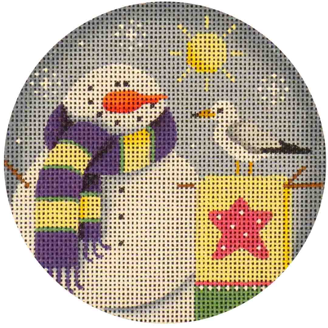 Rebecca Wood Designs June Snowman Needlepoint Canvas