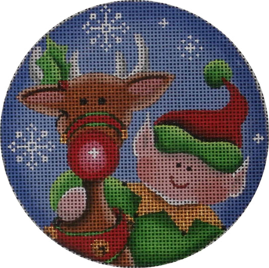Rebecca Wood Designs Rudolph and Elf Needlepoint Canvas
