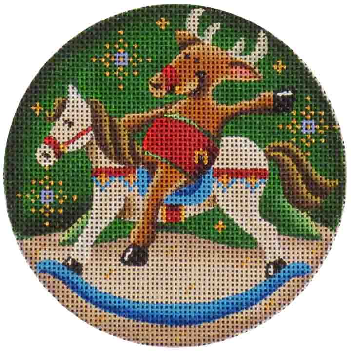 Rebecca Wood Designs Ride em Reindeer Needlepoint Canvas