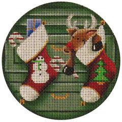 Rebecca Wood Designs Reindeer in a Sock Needlepoint Canvas
