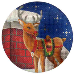 Rebecca Wood Designs Chimney Reindeer Needlepoint Canvas