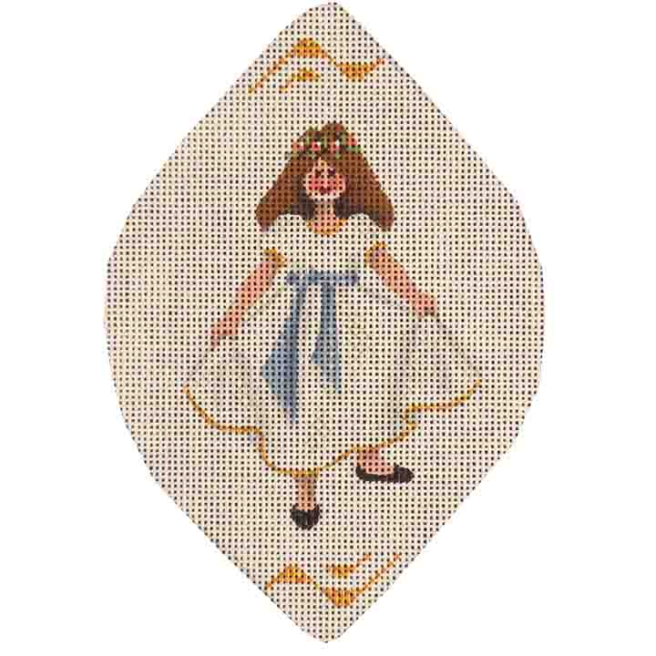 Rebecca Wood Designs Dress Blue Satin Sash Needlepoint Canvas