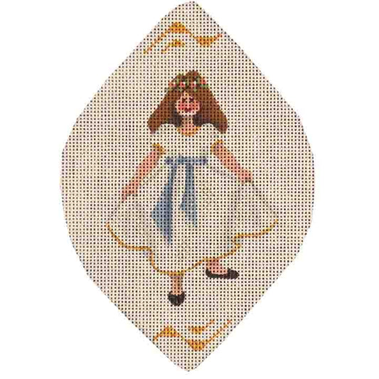 Rebecca Wood Designs Dress Blue Satin Sash Needlepoint Canvas