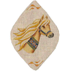 Rebecca Wood Designs Cream Color Ponies Needlepoint Canvas