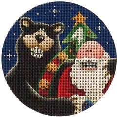 Rebecca Wood Designs Bear Hug Santa & Christmas Tree Needlepoint Canvas