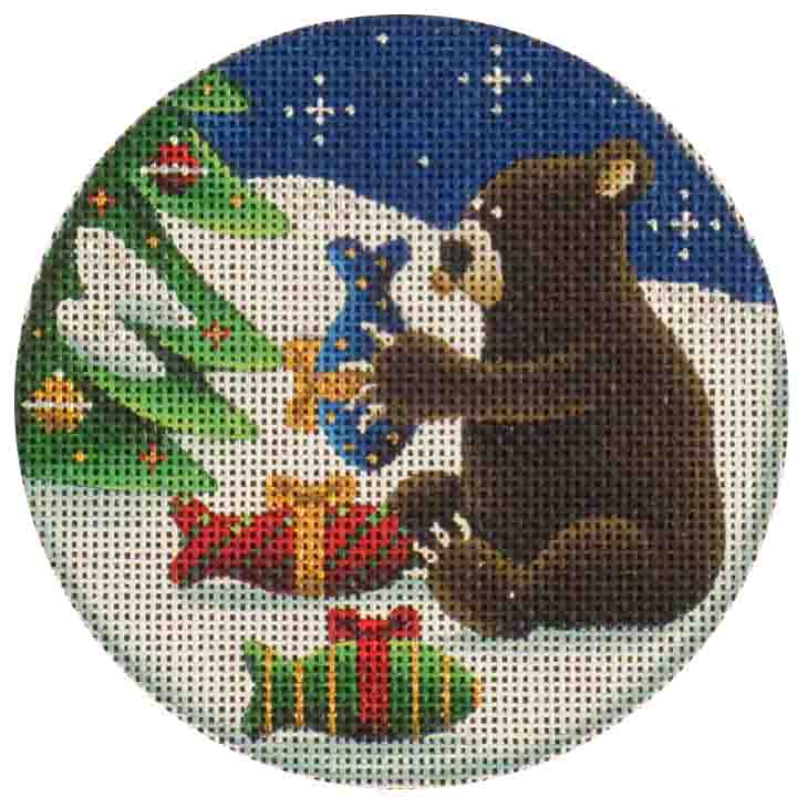Rebecca Wood Designs Something Fishy Bear & Christmas Tree Needlepoint Canvas