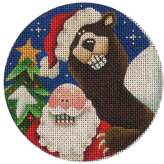 Rebecca Wood Designs Say Cheese Bear & Santa Needlepoint Canvas