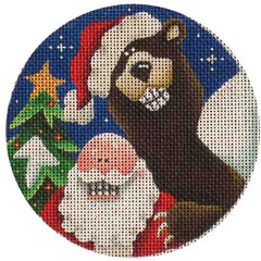 Rebecca Wood Designs Say Cheese Bear & Santa Needlepoint Canvas