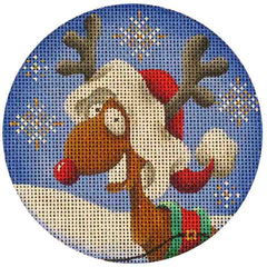 Rebecca Wood Designs Guy Rudolph with Santa Hat Needlepoint Canvas