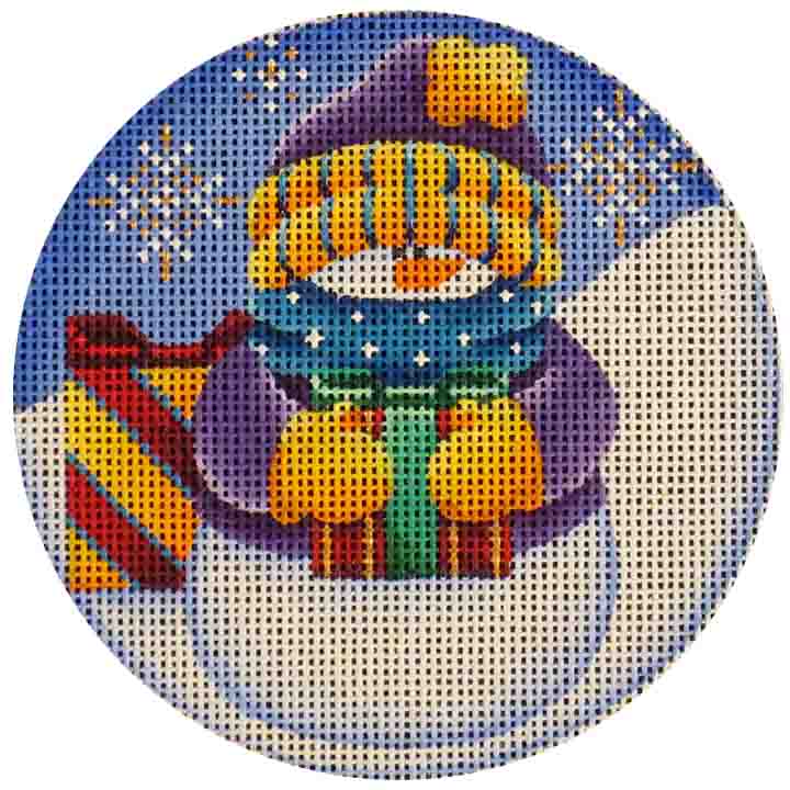 Rebecca Wood Designs One For Me Present Snowman Needlepoint Canvas