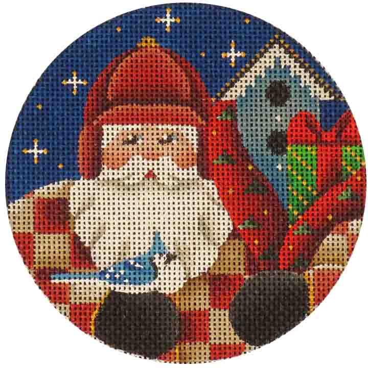 Rebecca Wood Designs Bird Watcher Santa Needlepoint Canvas