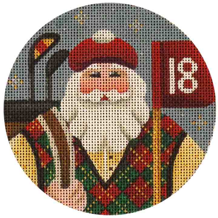 Rebecca Wood Designs Golfing Santa Needlepoint Canvas