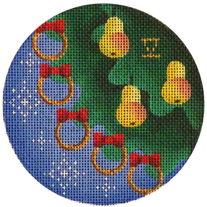 Rebecca Wood Designs Fifth Day of Christmas Needlepoint Canvas