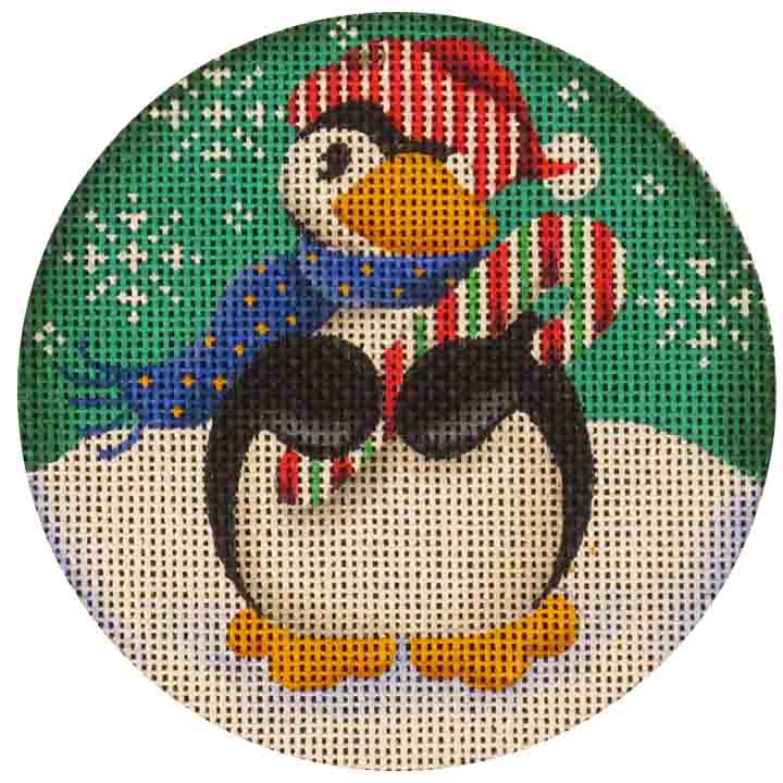 Rebecca Wood Designs Penguin with Candy Cane Needlepoint Canvas