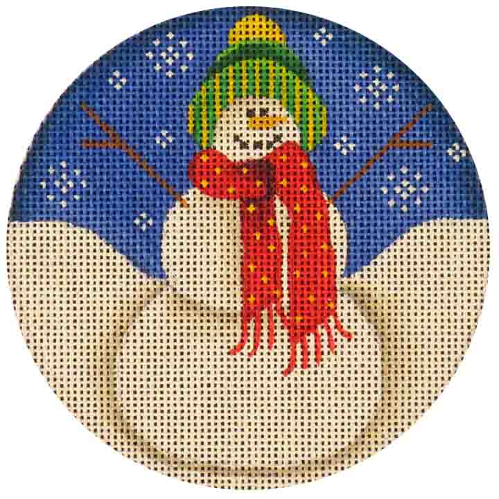 Rebecca Wood Designs Snowman in Red Scarf Needlepoint Canvas