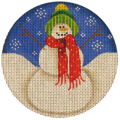 Rebecca Wood Designs Snowman in Red Scarf Needlepoint Canvas
