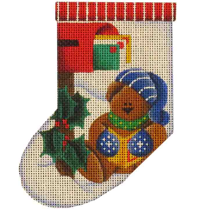 Rebecca Wood Designs Snowgirl Fire Mini Stocking Needlepoint Canvas