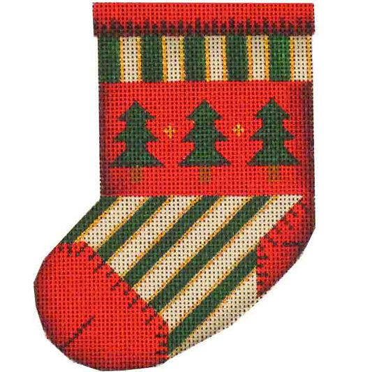 Rebecca Wood Designs Stripped Sock Mini Stocking Needlepoint Canvas