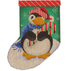Rebecca Wood Designs Penguin Mini Stocking Needlepoint Canvas