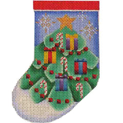 Rebecca Wood Designs Present Tree Mini Stocking Needlepoint Canvas