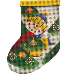 Rebecca Wood Designs Yellow Snowchild Mini Stocking Needlepoint Canvas