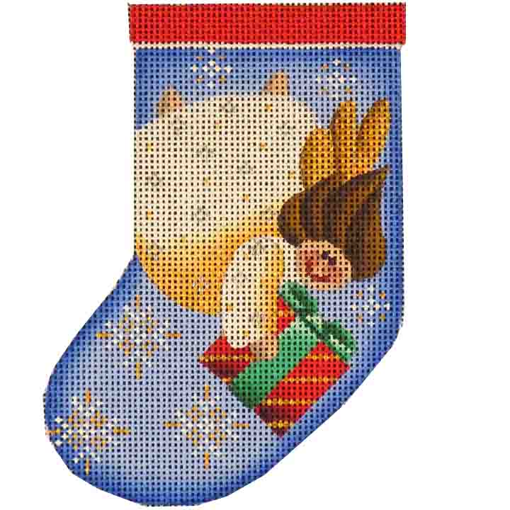 Rebecca Wood Designs Angel Presents Mini Stocking Needlepoint Canvas