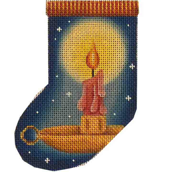 Rebecca Wood Designs Candle Light Mini Stocking Needlepoint Canvas