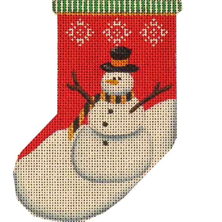 Rebecca Wood Designs Snowman Mini Stocking Needlepoint Canvas