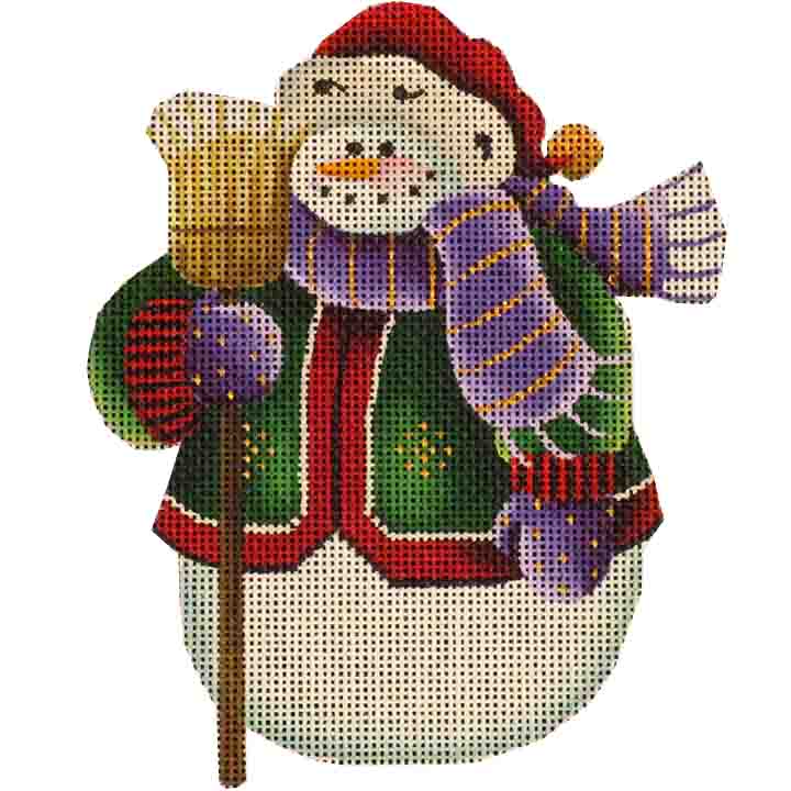 Rebecca Wood Designs Green Snowman Needlepoint Canvas