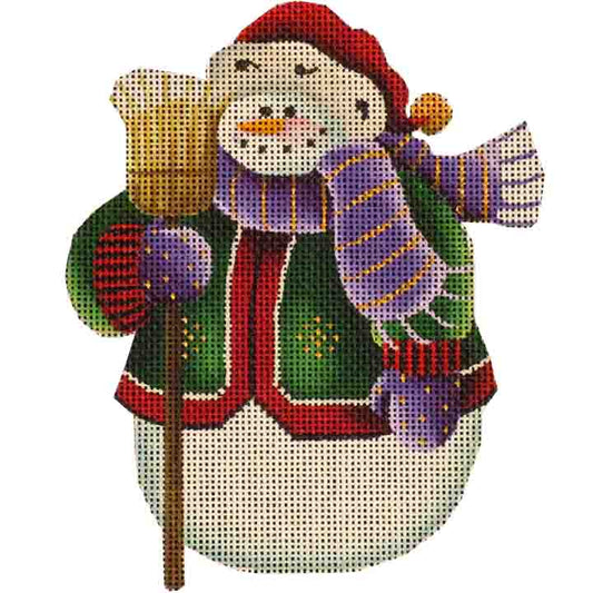 Rebecca Wood Designs Green Snowman Needlepoint Canvas