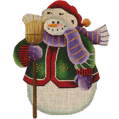 Rebecca Wood Designs Green Snowman Needlepoint Canvas
