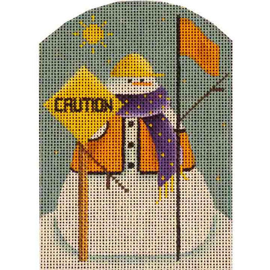 Rebecca Wood Designs Construction Snowman Needlepoint Canvas