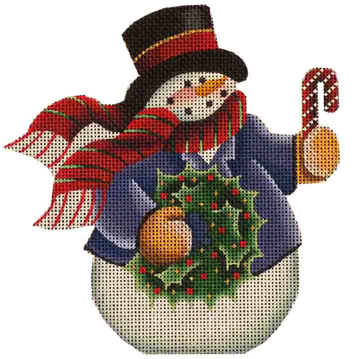 Rebecca Wood Designs Blue Snowman Needlepoint Canvas