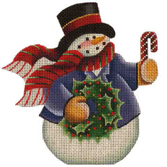 Rebecca Wood Designs Blue Snowman Needlepoint Canvas