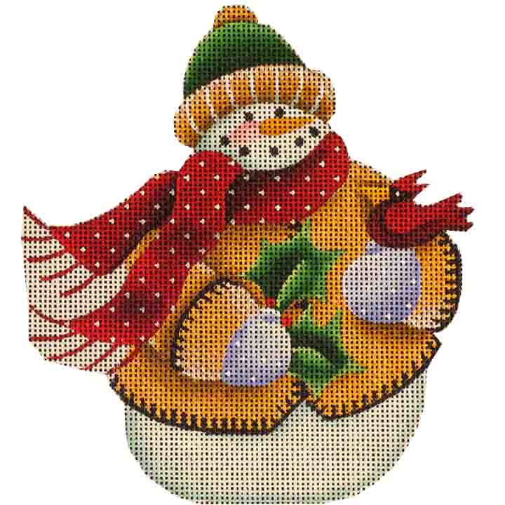 Rebecca Wood Designs Gold Snowman Needlepoint Canvas