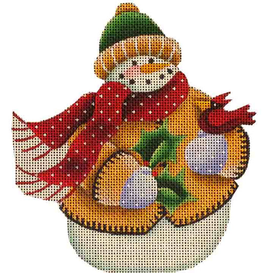 Rebecca Wood Designs Gold Snowman Needlepoint Canvas