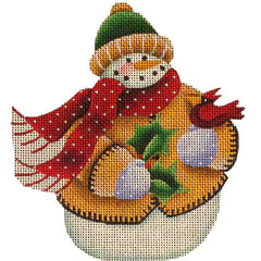 Rebecca Wood Designs Gold Snowman Needlepoint Canvas
