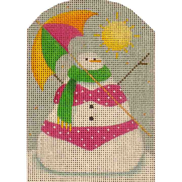 Rebecca Wood Designs Tan Snowman Needlepoint Canvas