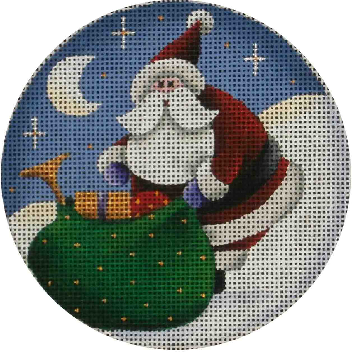 Rebecca Wood Designs Round Shaped Bag of Toys Ornament Needlepoint Canvas