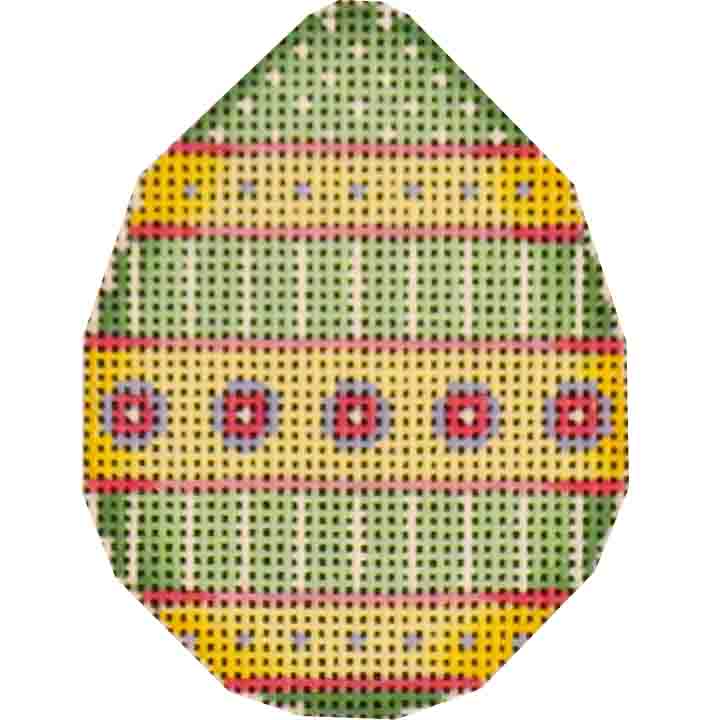 Rebecca Wood Designs Green & Yellow Easter Egg Needlepoint Canvas