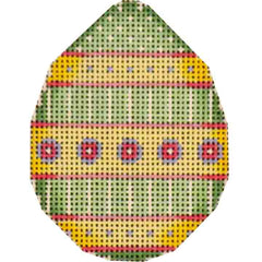 Rebecca Wood Designs Green & Yellow Easter Egg Needlepoint Canvas