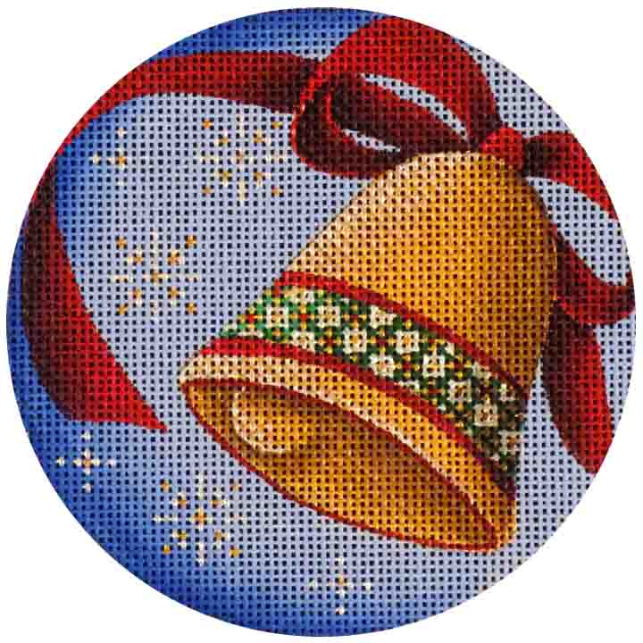 Rebecca Wood Designs Bell with Red Ribbon Needlepoint Canvas