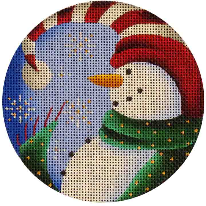 Rebecca Wood Designs Snowman Looking his Hat Needlepoint Canvas
