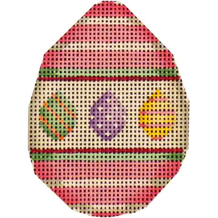 Rebecca Wood Designs Three Striped Easter Egg Needlepoint Canvas