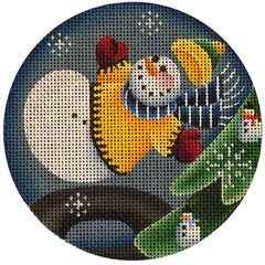Rebecca Wood Designs Yellow Snowman Tuber Needlepoint Canvas