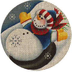 Rebecca Wood Designs Blue Snowman Tuber Needlepoint Canvas