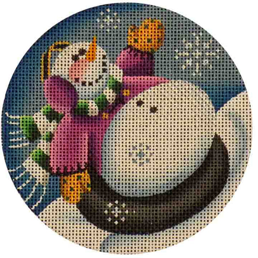 Rebecca Wood Designs Lavender Snowman Tuber Needlepoint Canvas