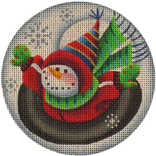 Rebecca Wood Designs Red Snowman Tuber Needlepoint Canvas